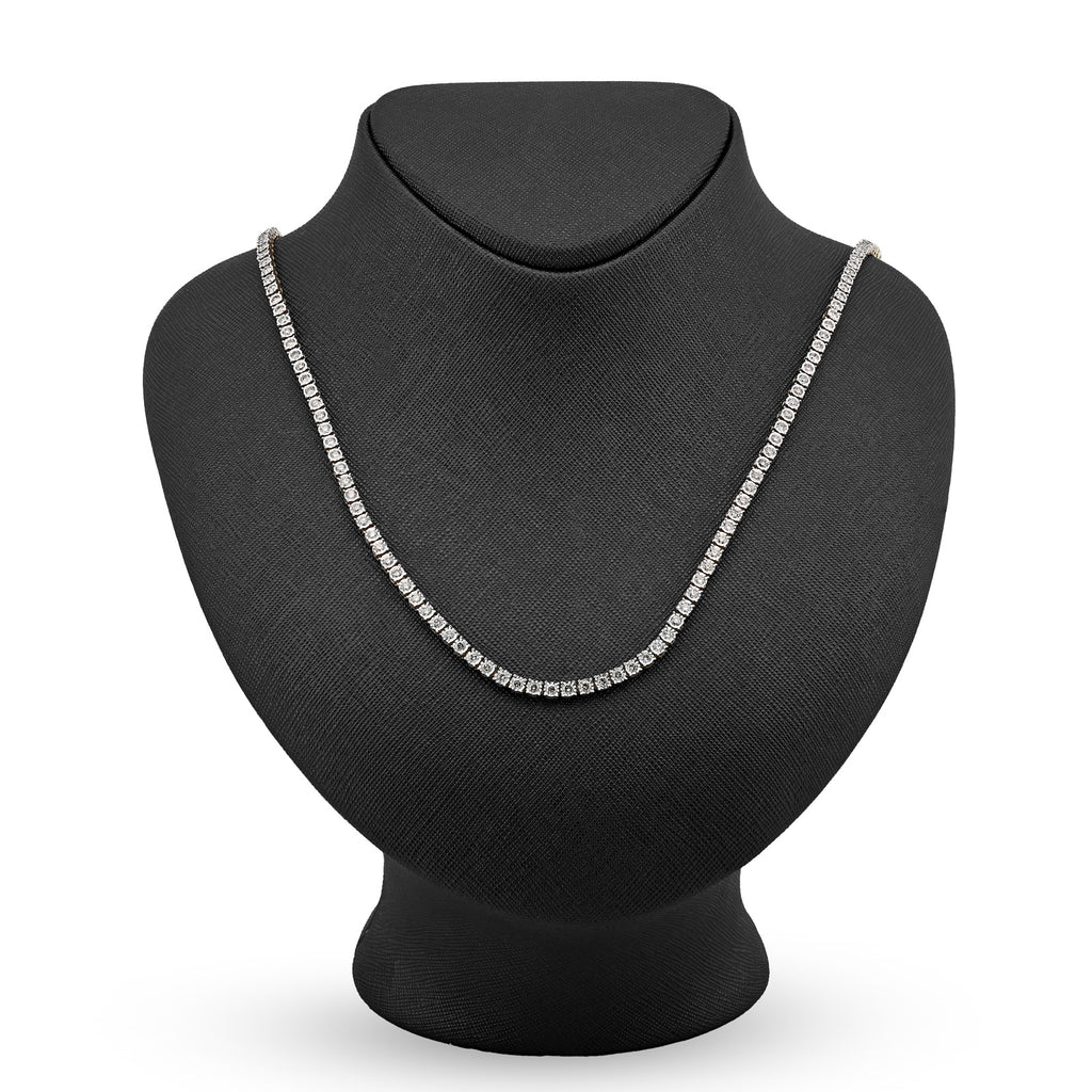10K Yellow Gold 9.50 CT Natural Diamond Illusion Set Tennis Chain 3 MM 24" Men Necklace