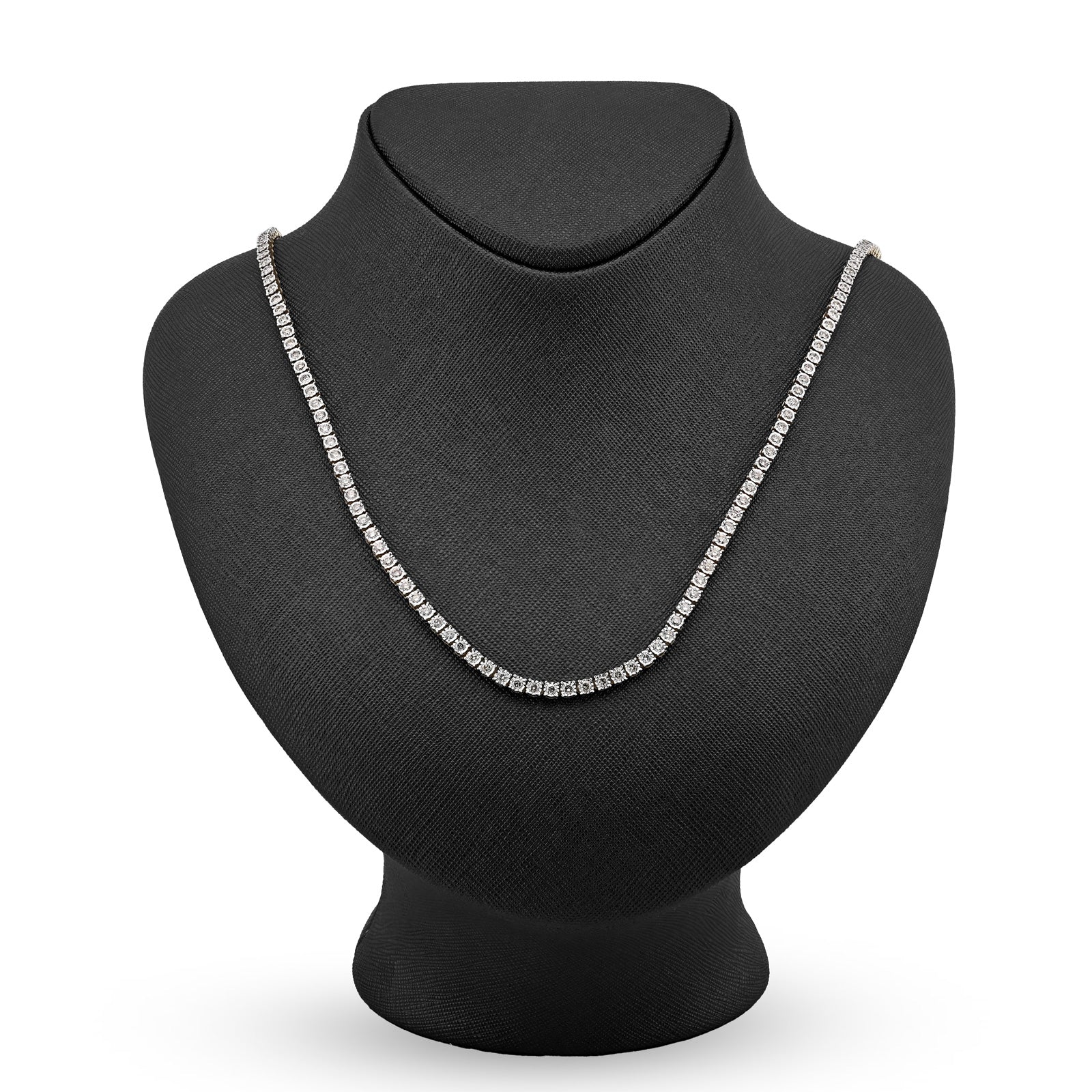 10K Yellow Gold 9.50 CT Natural Diamond Illusion Set Tennis Chain 3 MM 24" Men Necklace