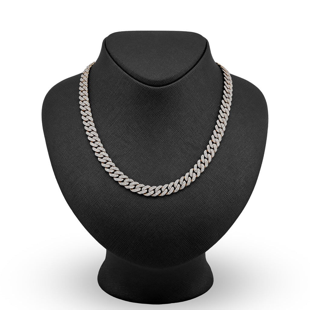 10K Yellow Gold 9.5 CT Natural Diamond Cuban Link Chain 8 MM Men 54.6 g Necklace 22"