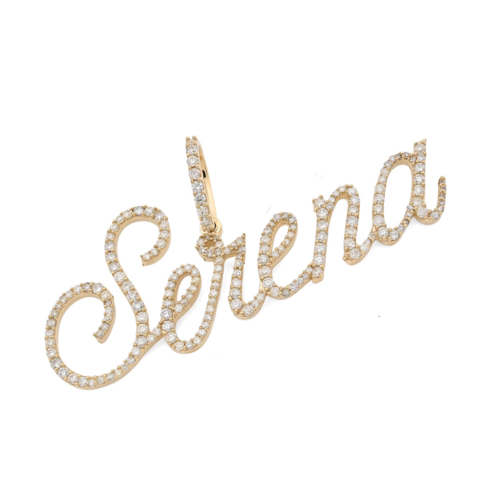 10K Yellow Gold 1 CT Natural Diamond "SERENA" Name Pendant 3.1 g Women Charm
