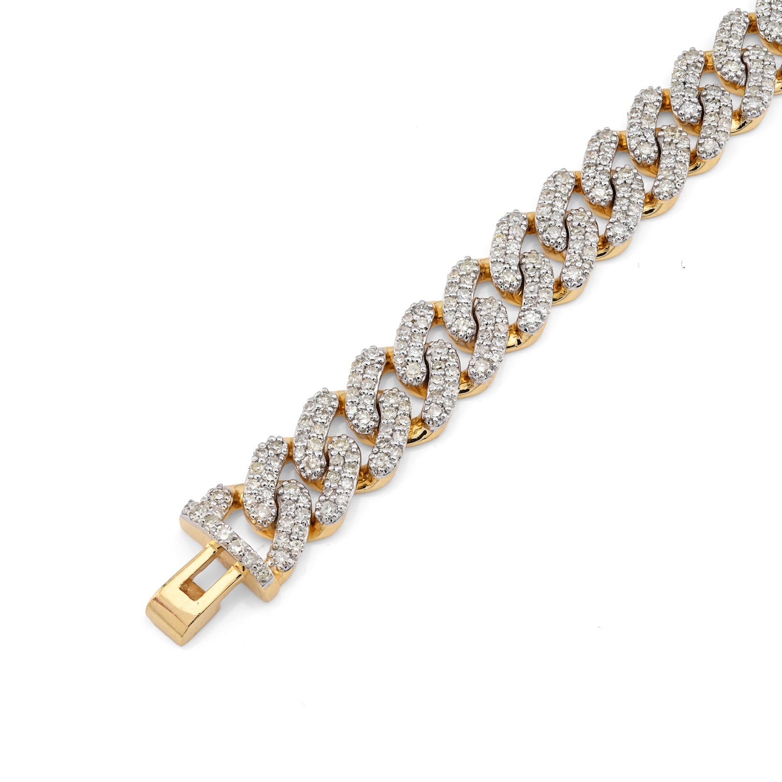 10K Yellow Gold 3.8 CT Natural Diamond Cuban Link Men's Bracelet 8 MM 8"
