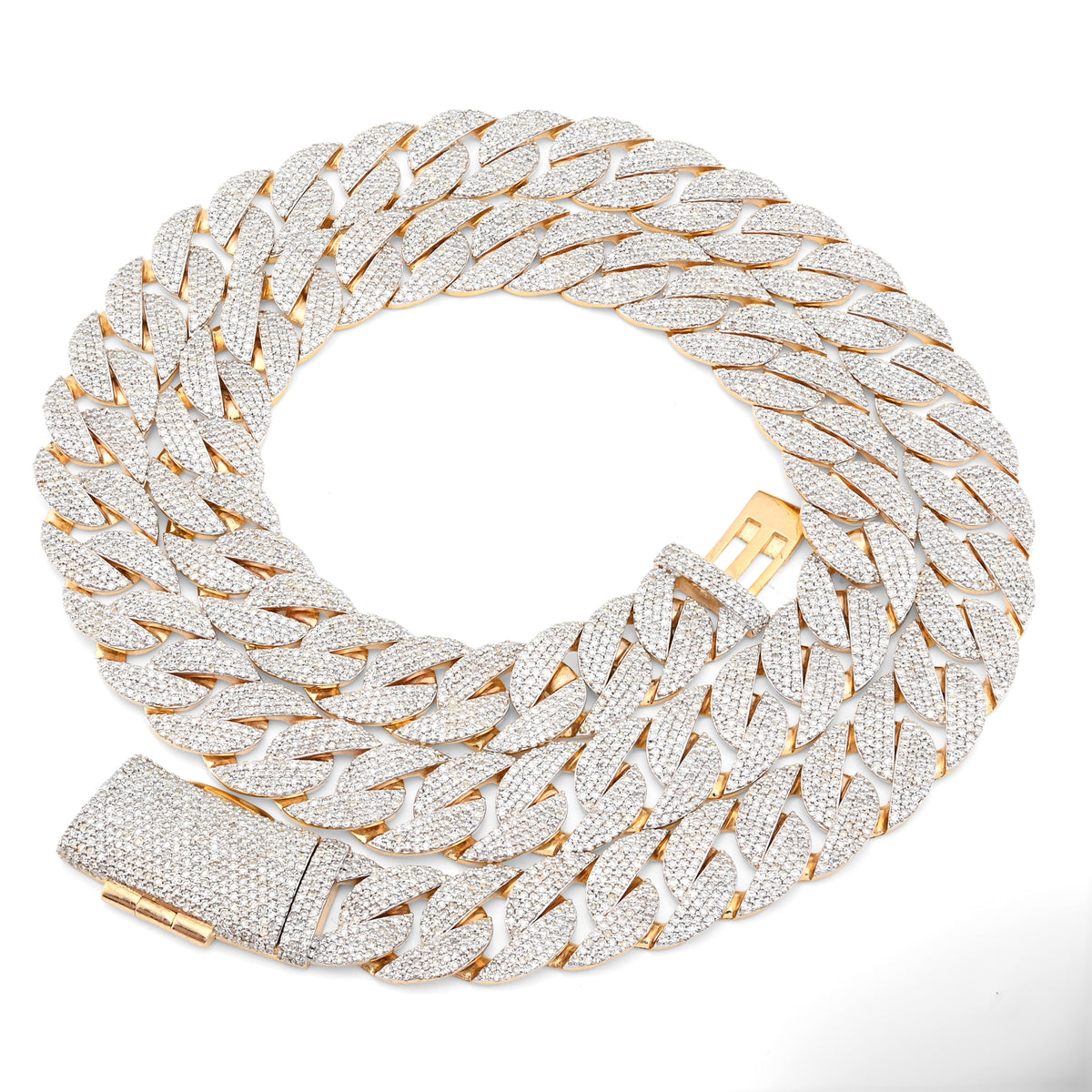 10K Yellow Gold 20.05 CT Natural Diamond 12 MM Cuban Link Necklace 22" Men Chain 73.1 g
