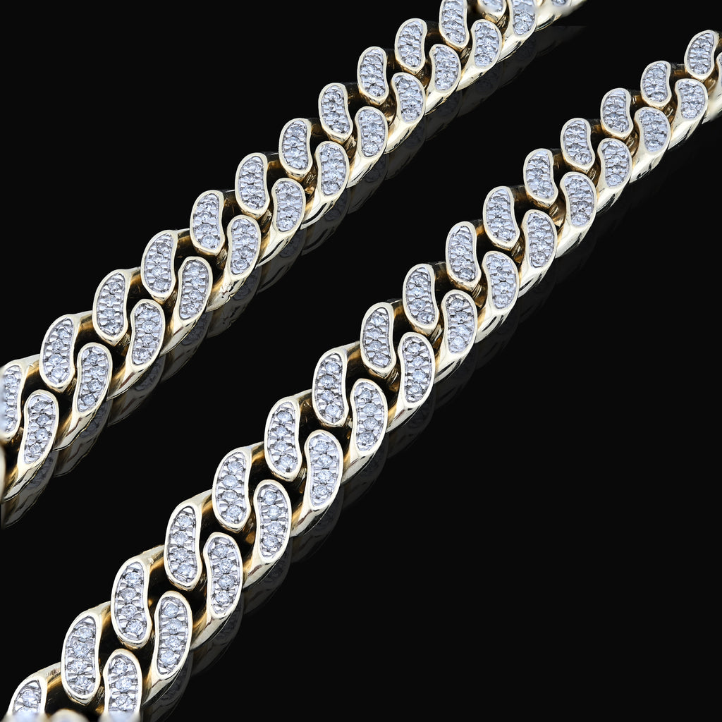 10K Yellow Gold 9.7 CT Natural Diamond Cuban Link Chain 11.5 MM 22" Men Necklace 128.6 g