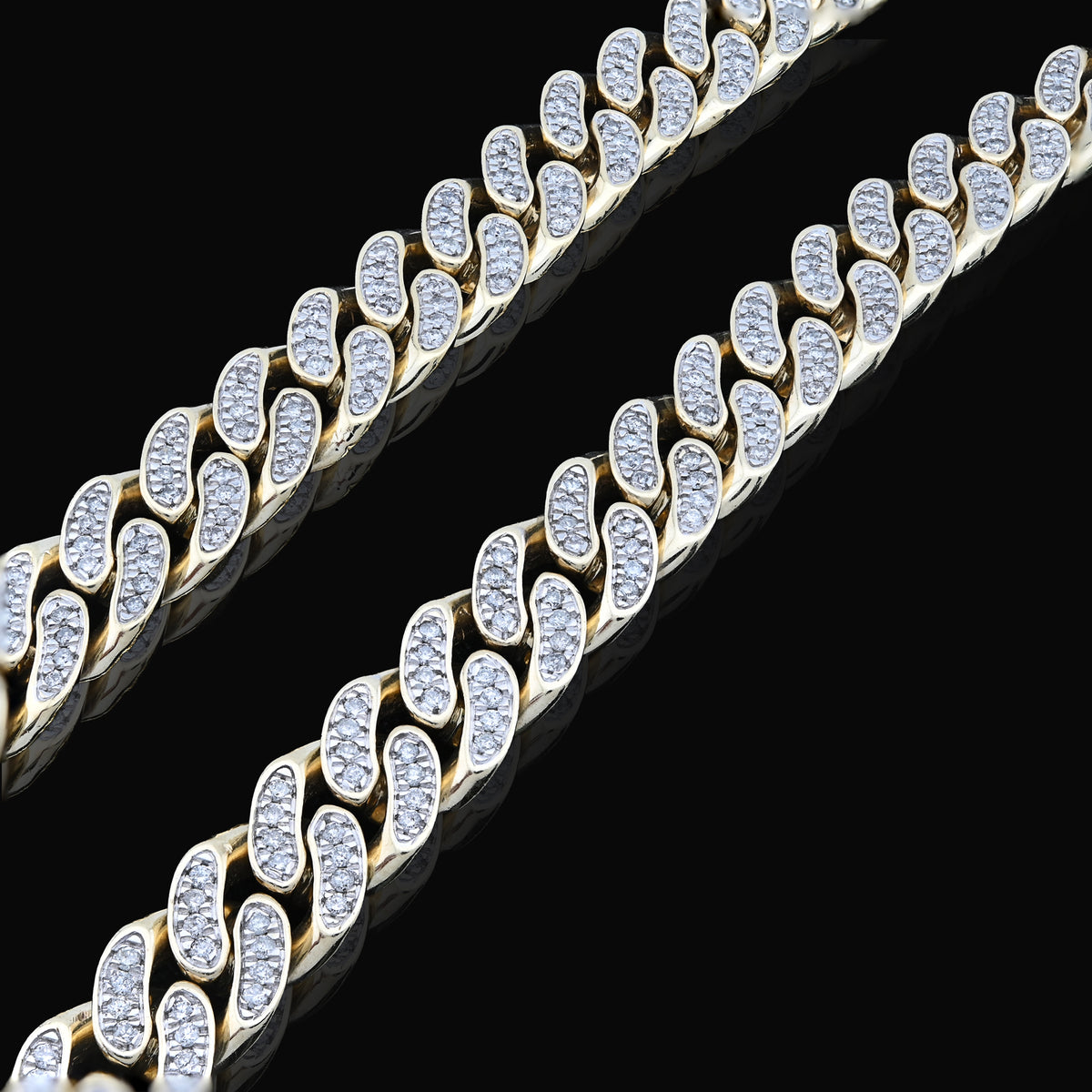 10K Yellow Gold 9.7 CT Natural Diamond Cuban Link Chain 11.5 MM 22" Men Necklace 128.6 g