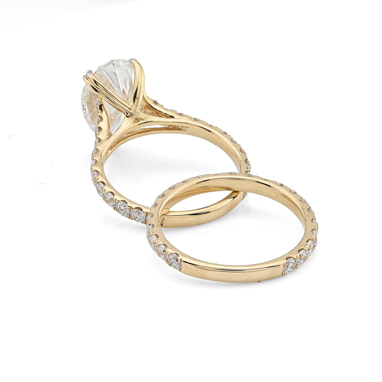 14K Yellow Gold 5.85 CT Teardrop Diamond Ring with Band for women