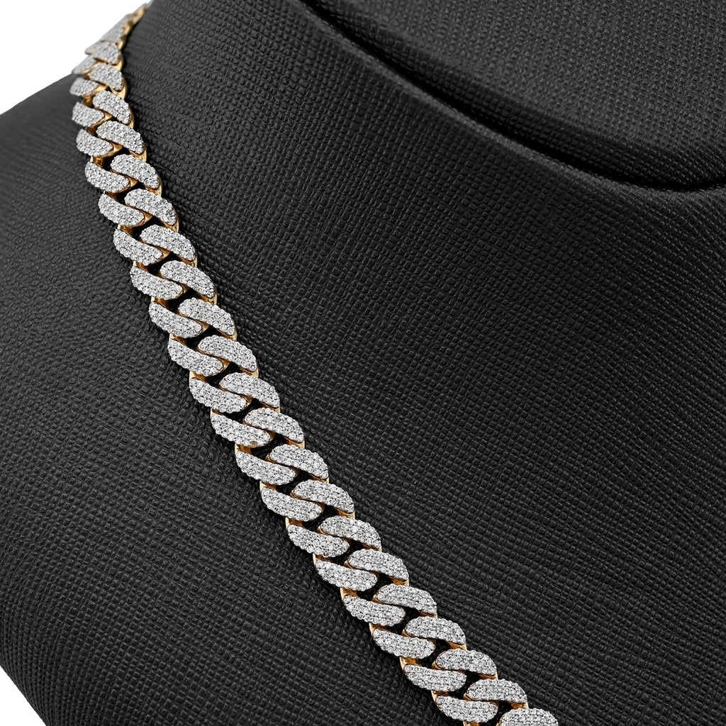 10K Yellow Gold 9.5 CT Natural Diamond Cuban Link Chain 8 MM Men 54.6 g Necklace 22"