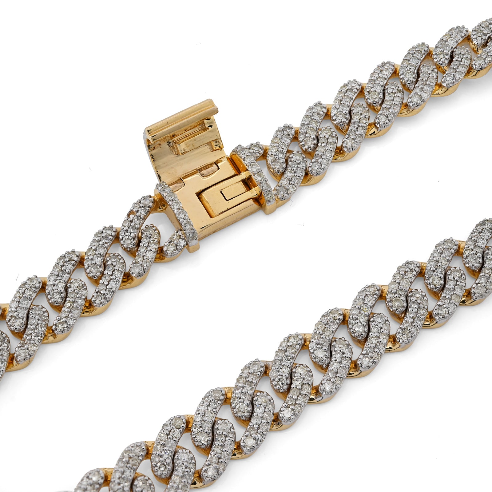 10K Yellow Gold 3.8 CT Natural Diamond Cuban Link Men's Bracelet 8 MM 8"