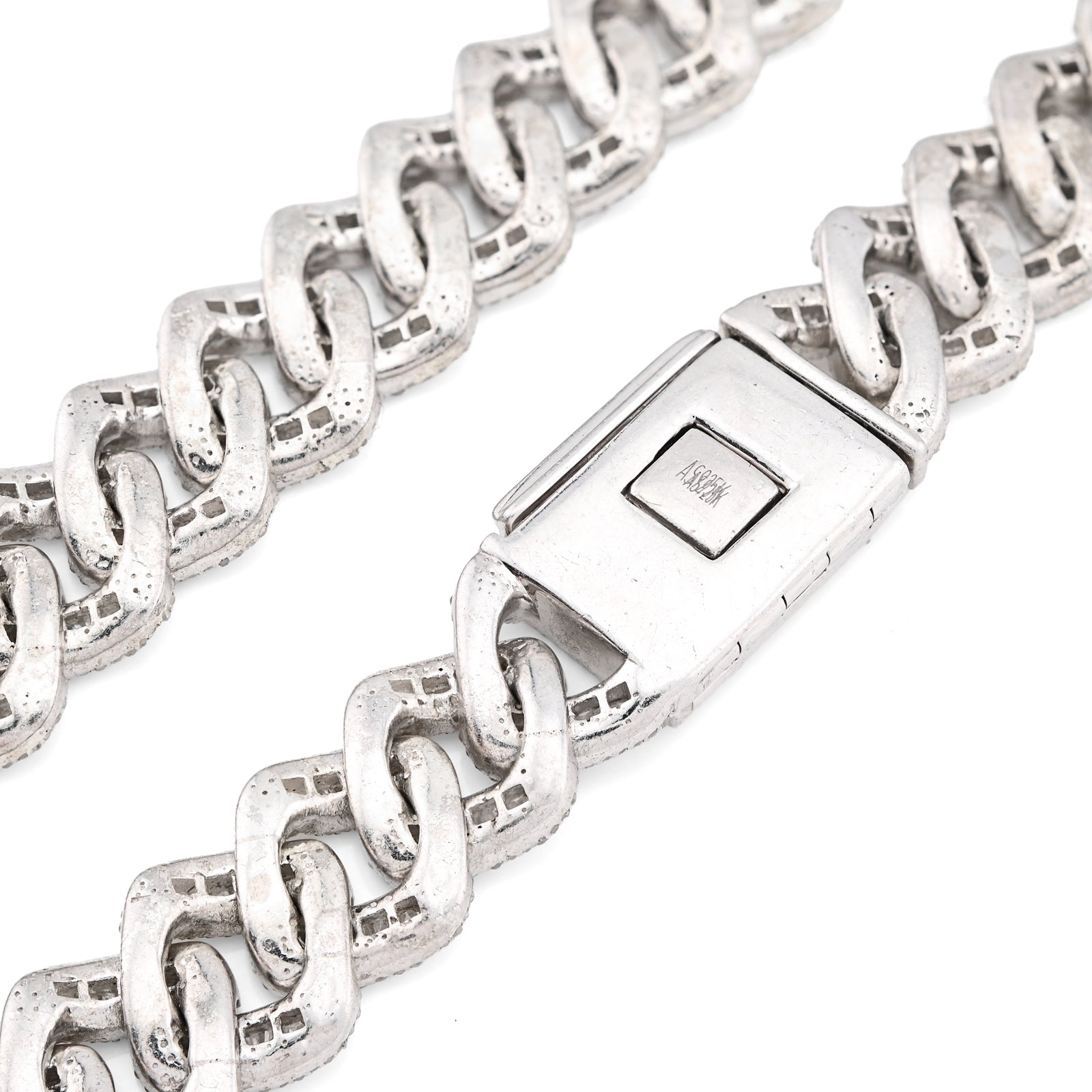 925 Sterling Silver 20.26 CT Natural Diamond 13 MM Cuban Link Necklace 22" Men Chain 113.6 g