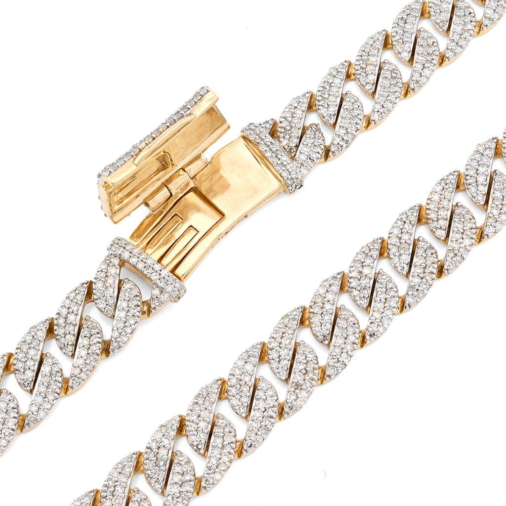 10K Yellow Gold 9 CT Natural Diamond Cuban Link Chain 8 MM Men 20" Necklace