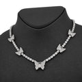 10K White Gold 5.48 CT Round & baguette Natural Diamond Butterfly Tennis Chain 18" Women Necklace 26.5 g