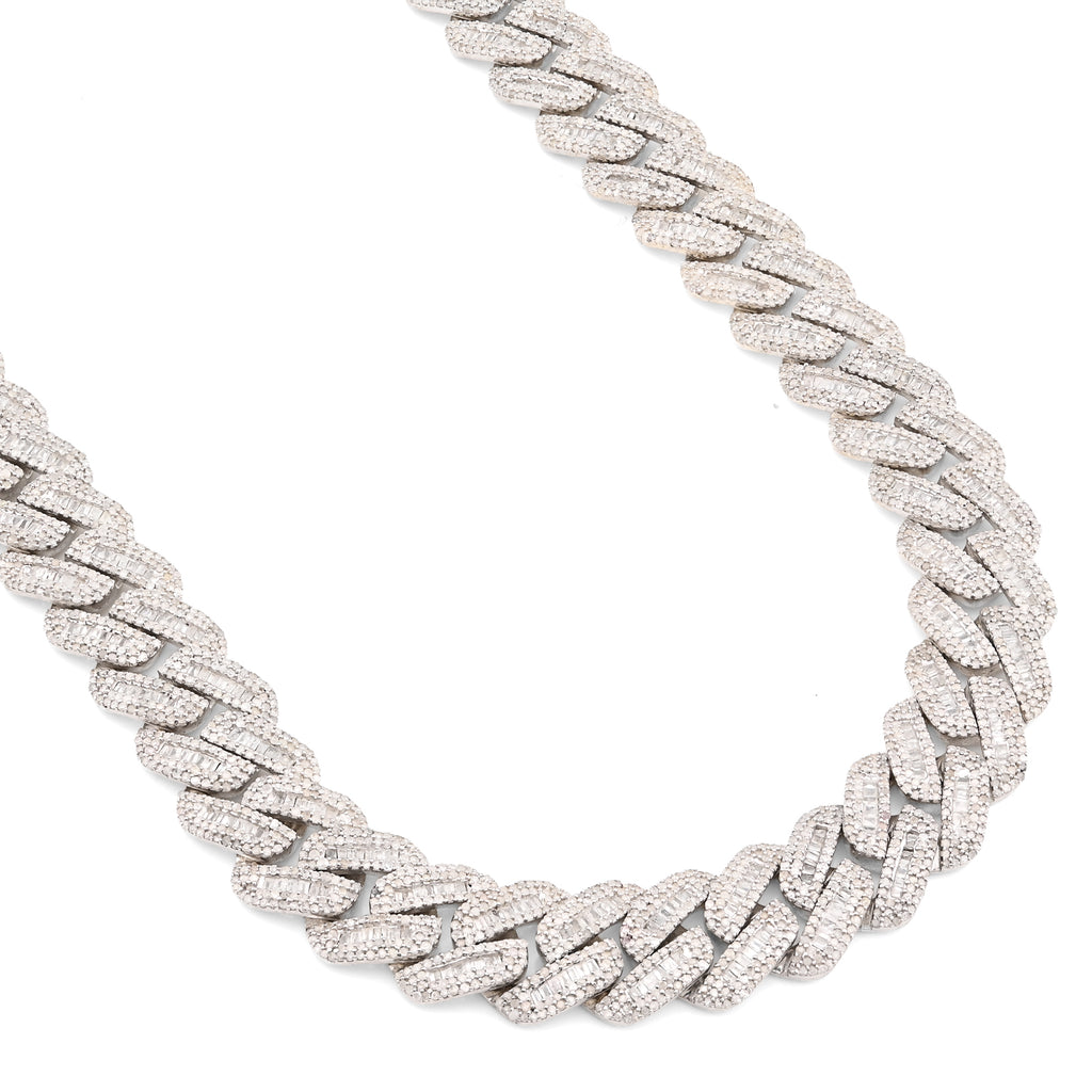 925 Sterling Silver 20.26 CT Natural Diamond 13 MM Cuban Link Necklace 22" Men Chain 113.6 g