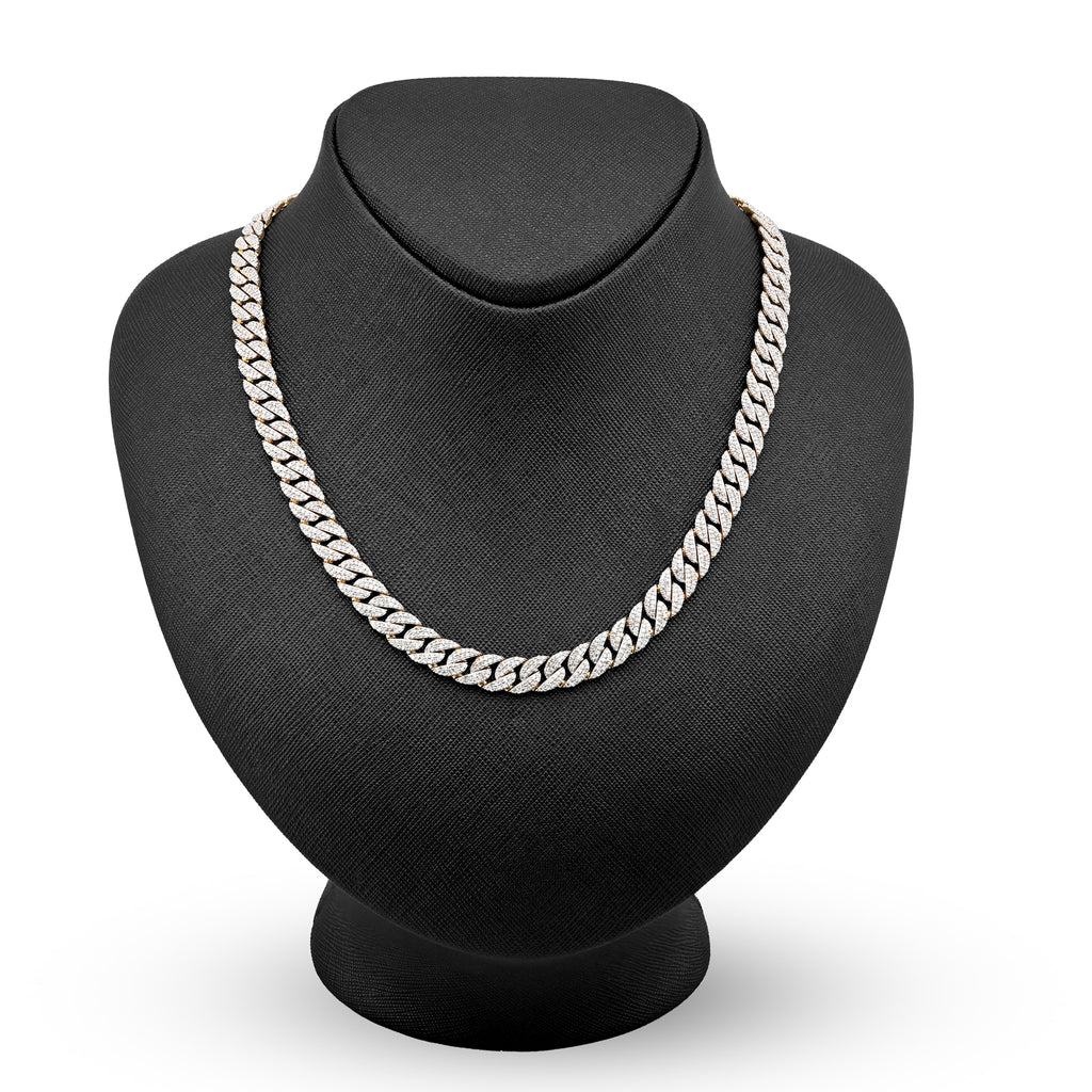 10K Yellow Gold 9 CT Natural Diamond Cuban Link Chain 8 MM Men 20" Necklace