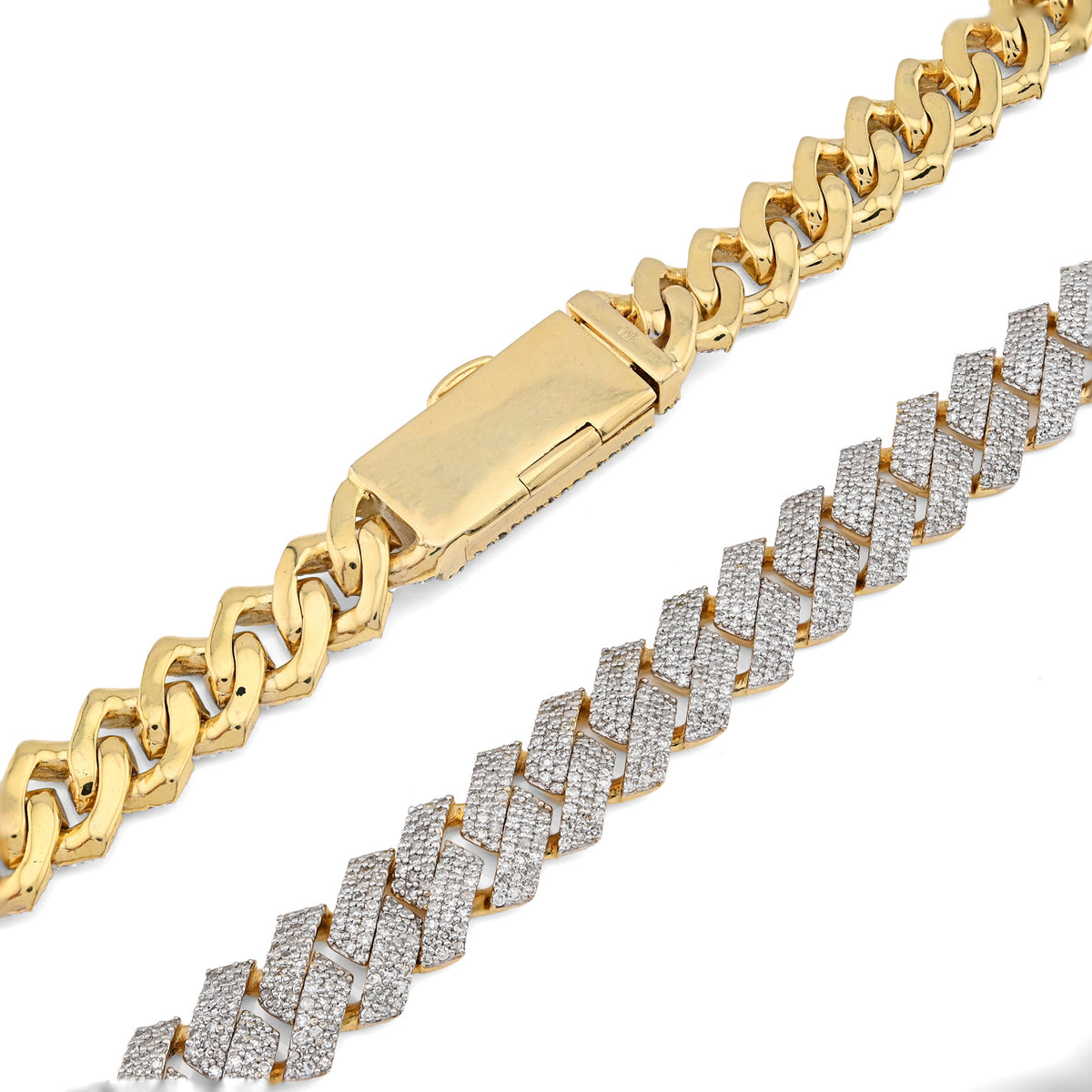10K Yellow Gold 16.89 CT Natural Diamond Flower Setting Tennis Chain 22" Men's