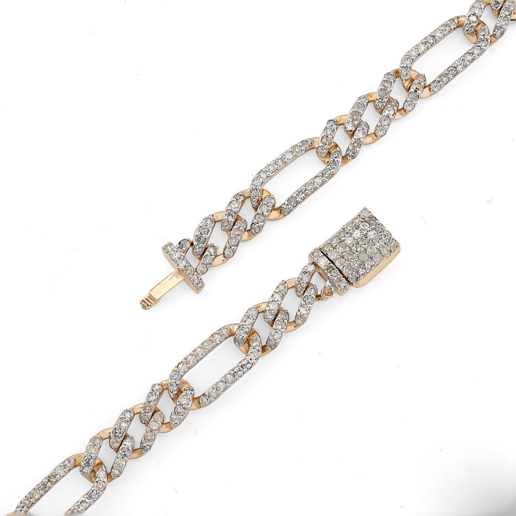 10K Yellow Gold 7.50 CT Natural Diamond 5.5 MM Figaro Chain 20" Men Women Necklace