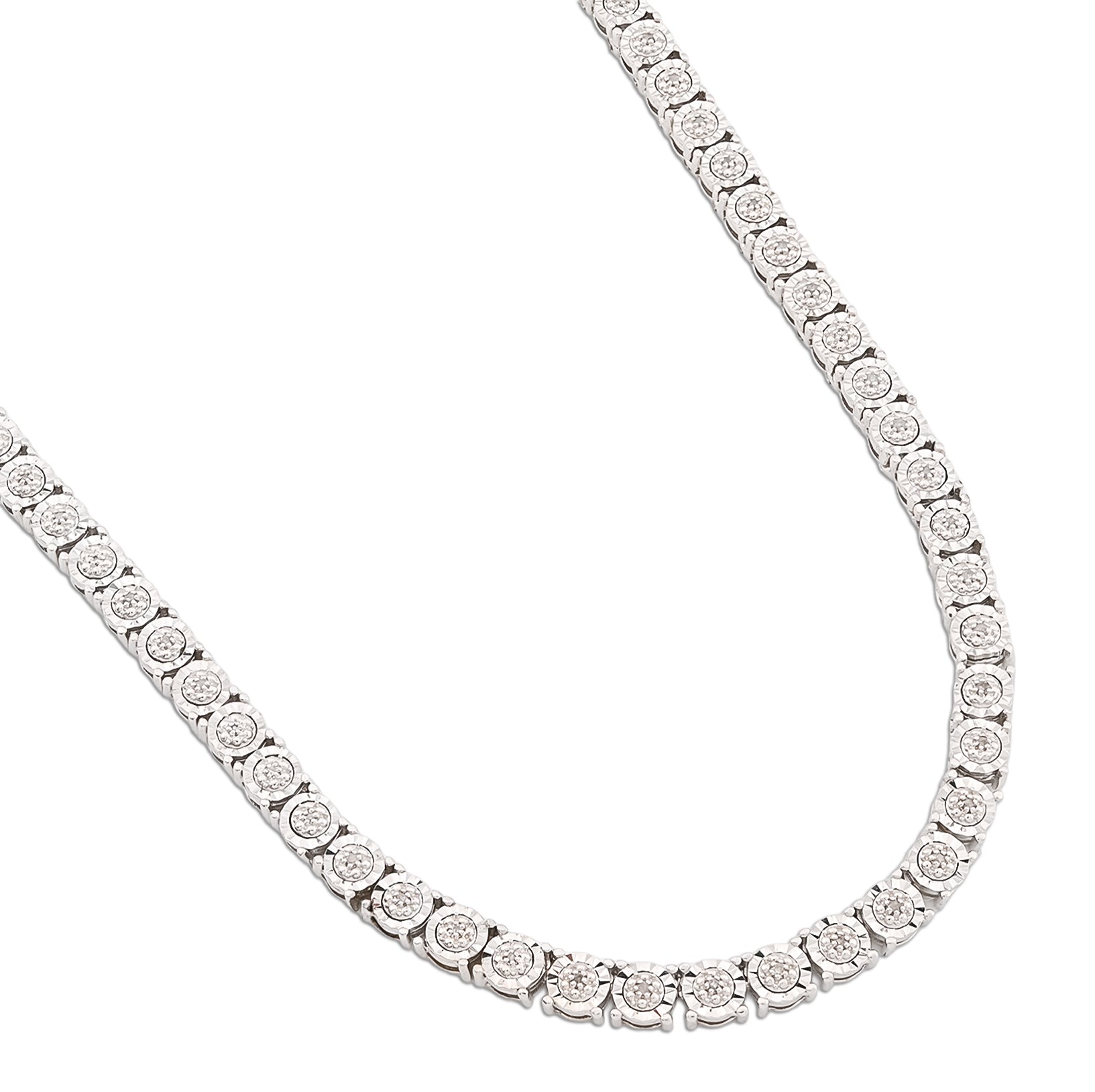 6MM 925 Silver 2.75 CTW Illusion setting 22 inches Necklace 35 grams