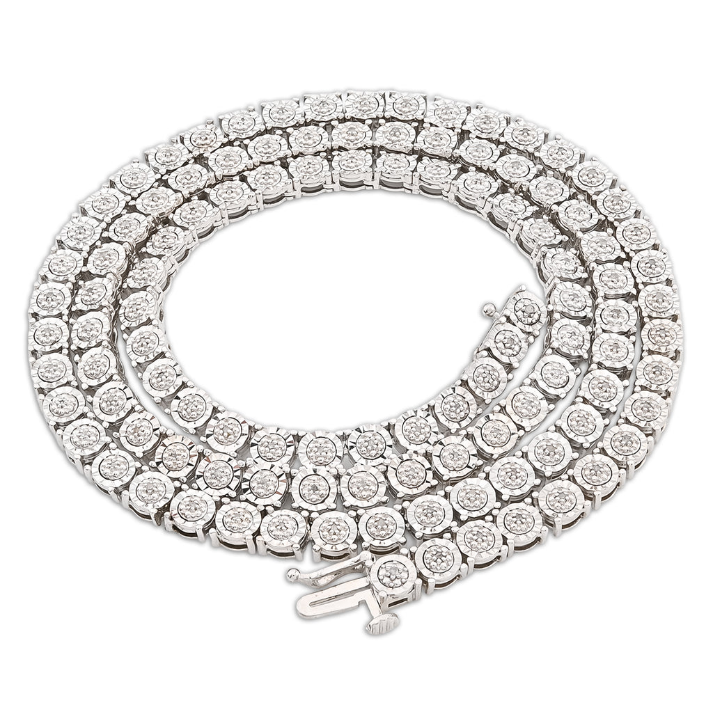 6MM 925 Silver 2.75 CTW Illusion setting 22 inches Necklace 35 grams