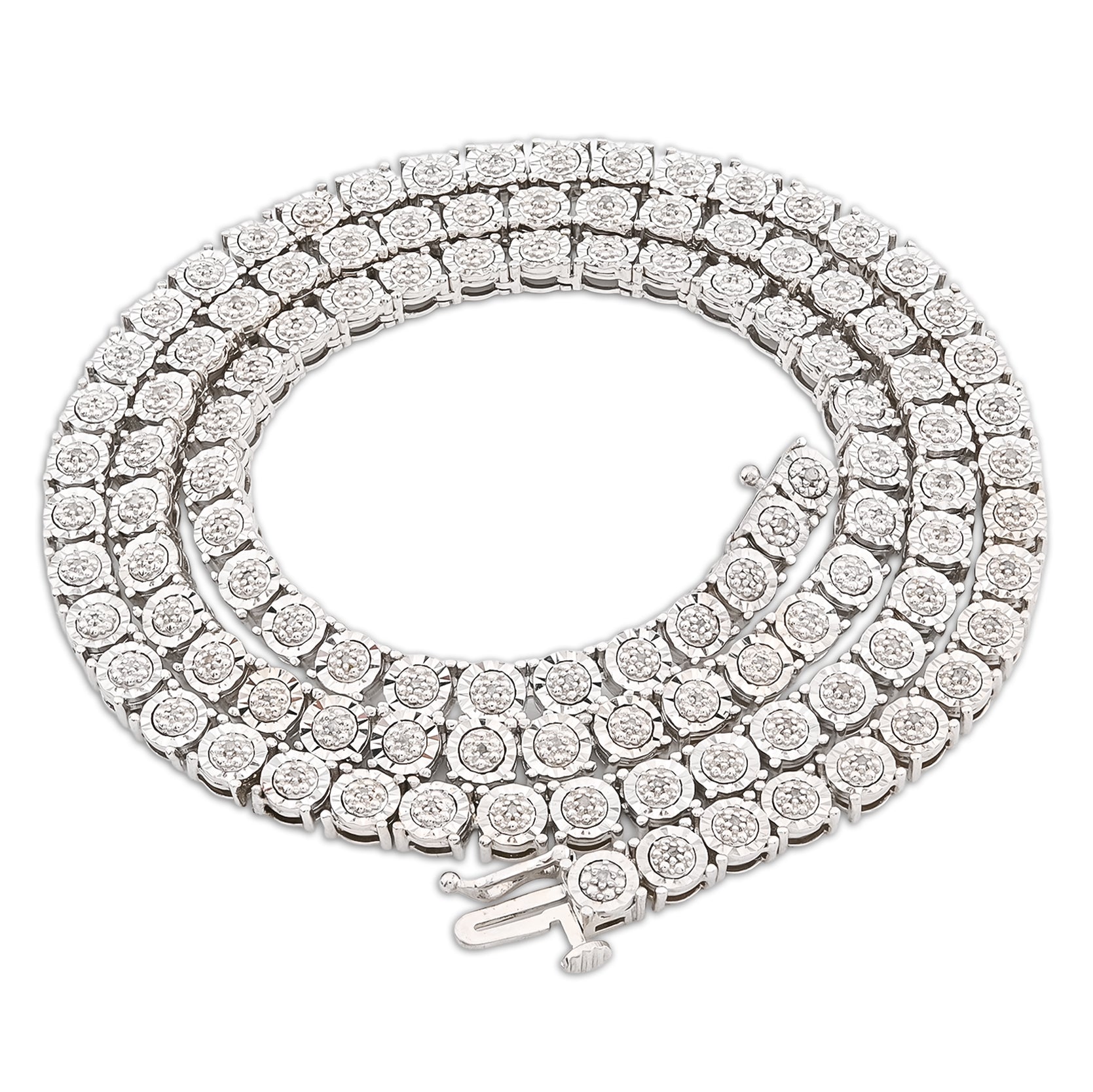 6MM 925 Silver 2.75 CTW Illusion setting 22 inches Necklace 35 grams