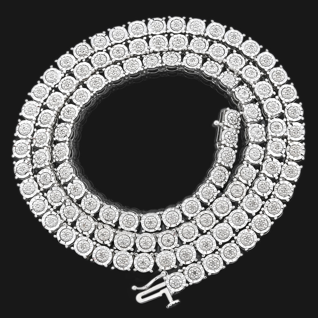 6MM 925 Silver 2.75 CTW Illusion setting 22 inches Necklace 35 grams