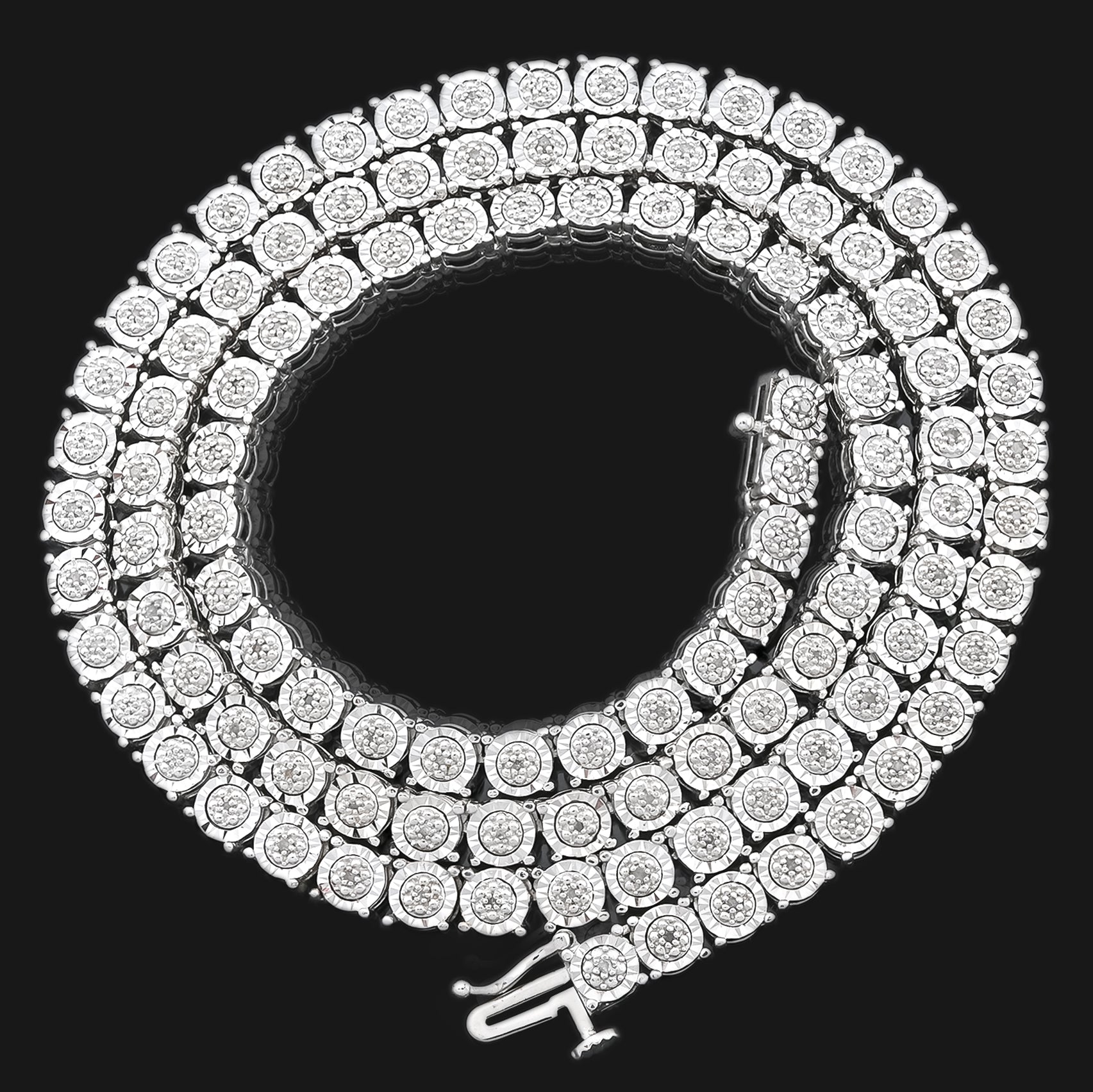 6MM 925 Silver 2.75 CTW Illusion setting 22 inches Necklace 35 grams