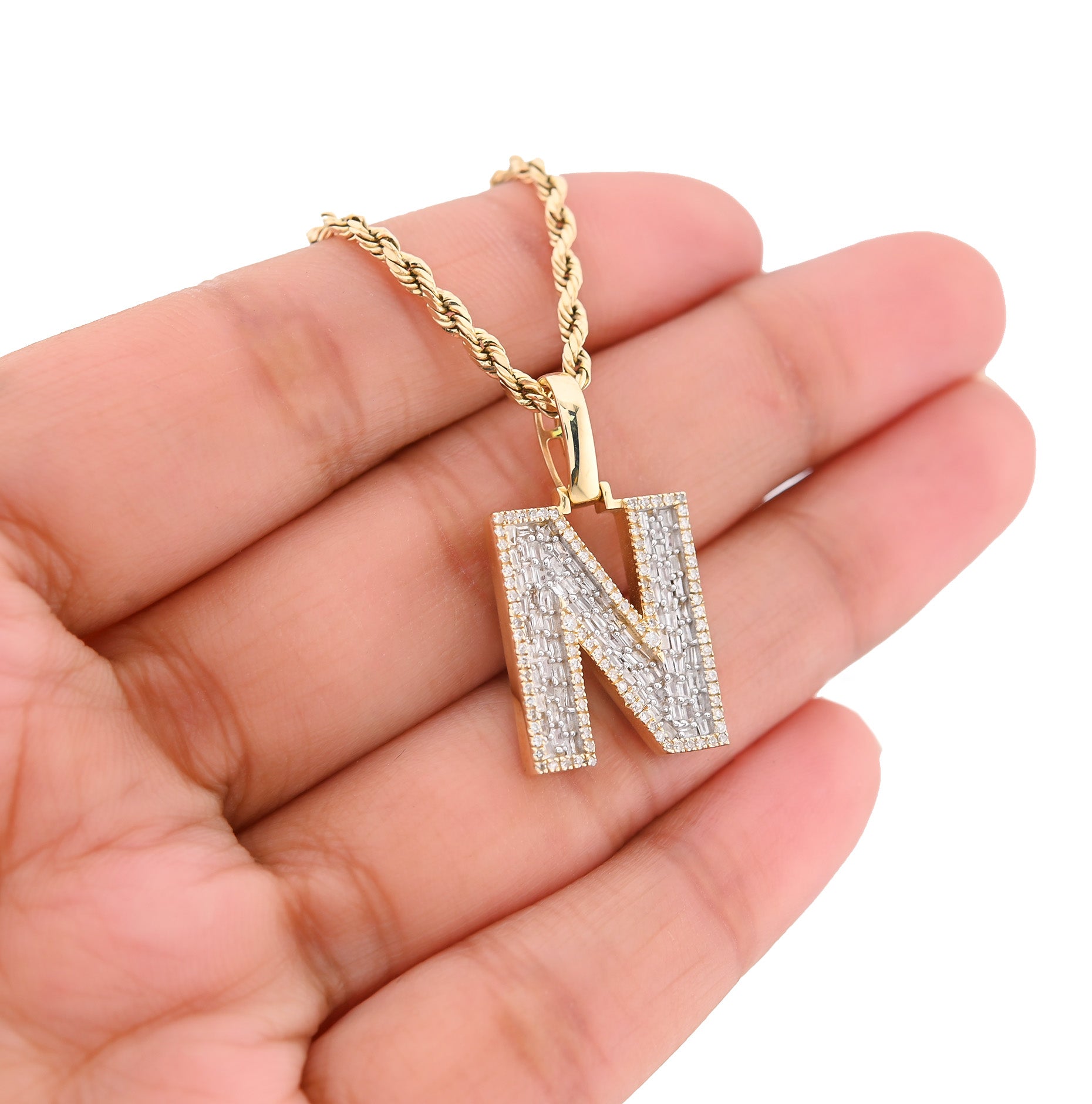10K Yellow Gold 0.60 CT Natural Diamond Initial N