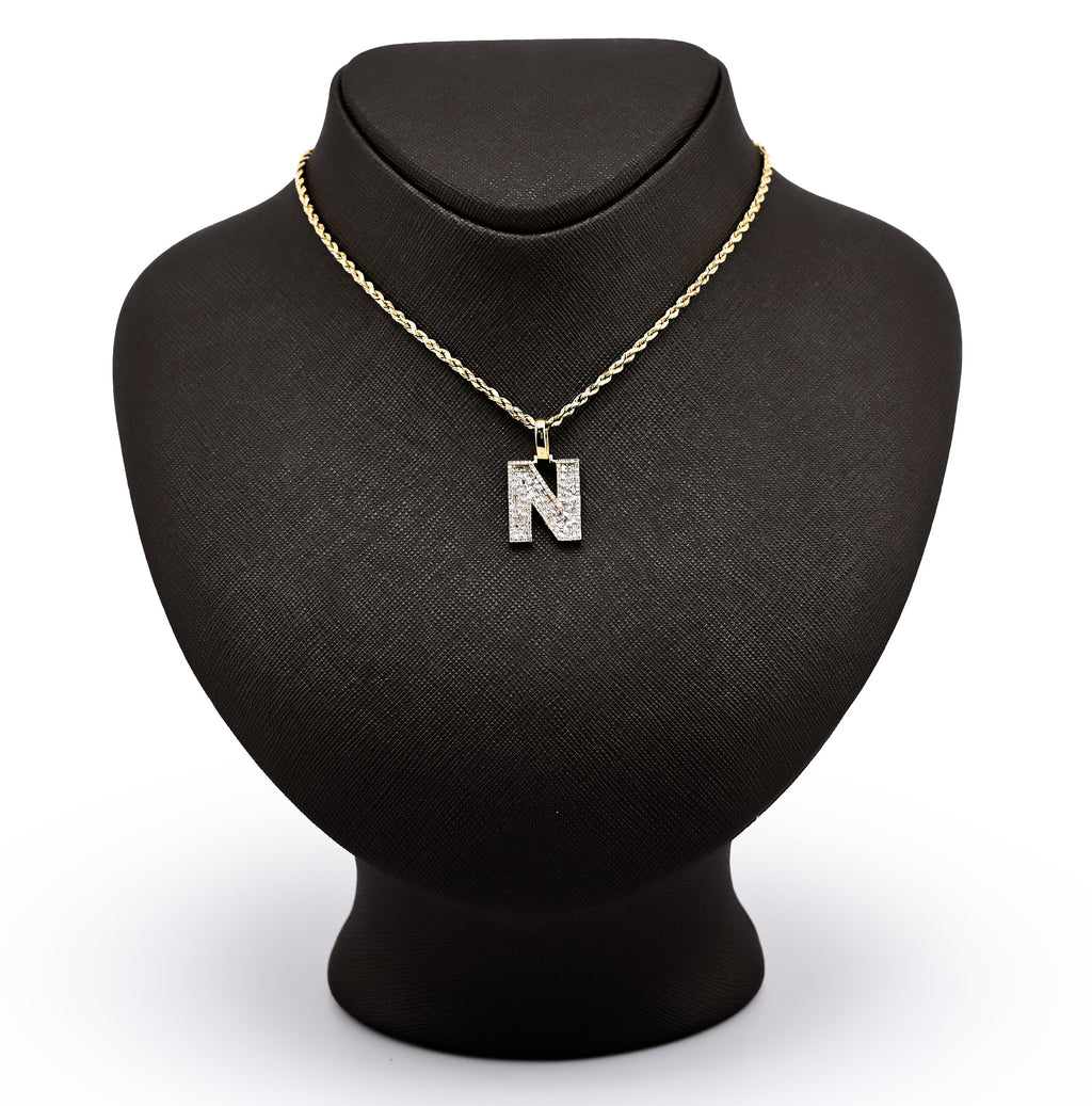10K Yellow Gold 0.60 CT Natural Diamond Initial N
