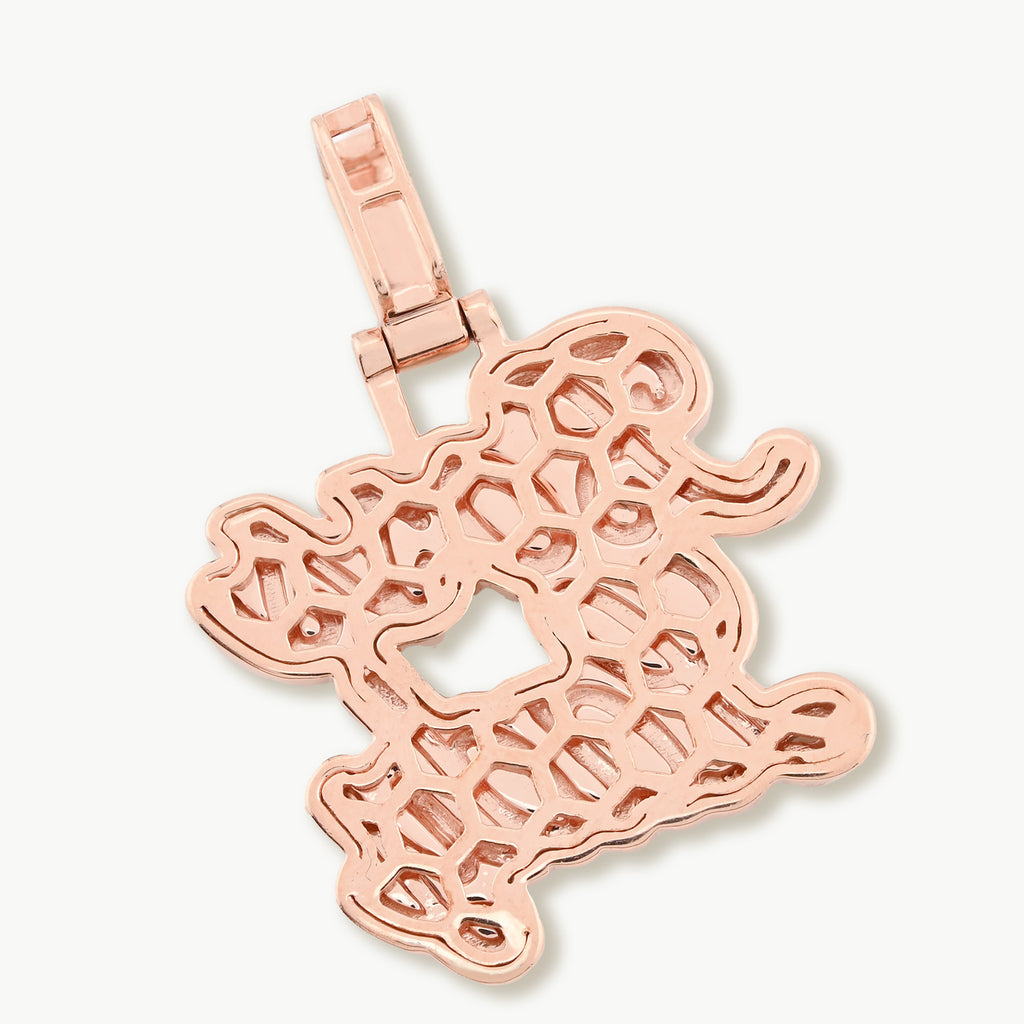 10K Rose Gold 1.12 CT Natural Diamond "BOSS LADY" Pendant Women 36 MM