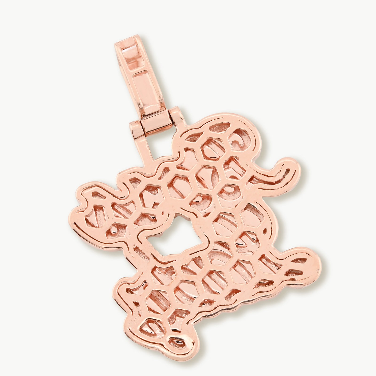 10K Rose Gold 1.12 CT Natural Diamond "BOSS LADY" Pendant Women 36 MM