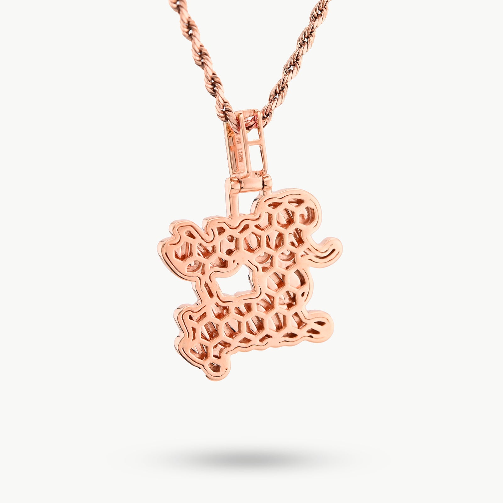 10K Rose Gold 1.12 CT Natural Diamond "BOSS LADY" Pendant Women 36 MM