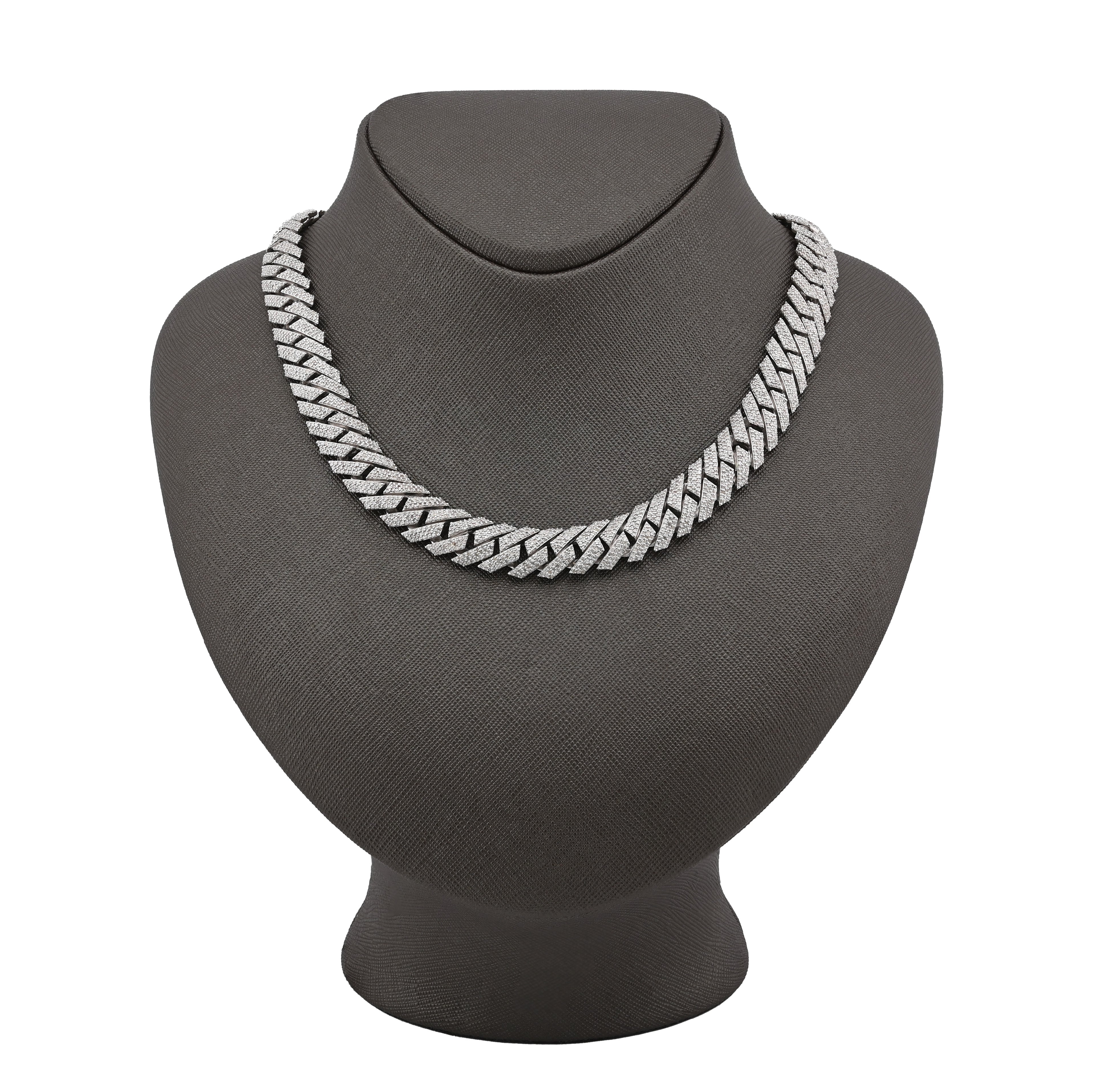 925 Sterling Silver 14.83 CT Natural Diamond 12 MM Snake Cuban Link Necklace 18" Men Chain 96.7 g