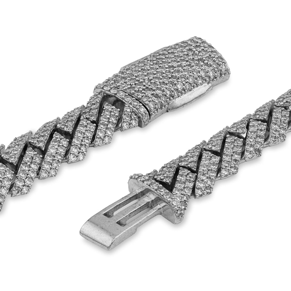 925 SS 13.15CT Lab Diamond 8MM Snake Cuban Link Men Women 21.5" Chain Necklace