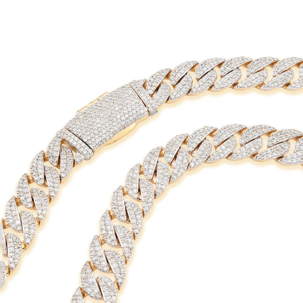 10K Yellow Gold 10.3 CT Natural Diamond 8 MM Cuban Link Necklace 22" Men Chain 41.7 g