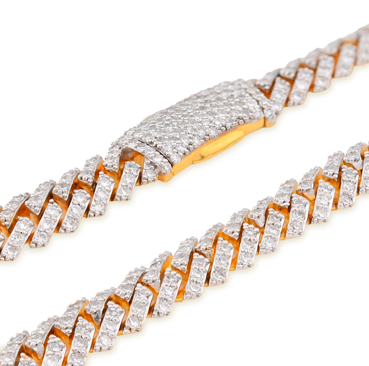 925 Yellow Silver 12.87CT 8MM Lab Diamond Snake Cuban Link Chain 21" Necklace