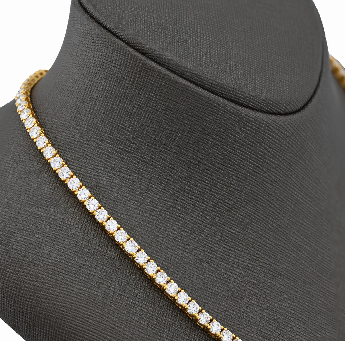 10K Yellow Gold 25.8CT Lab Diamond 25 pointer 22" Tennis Chain 3.5MM Men Women Necklace