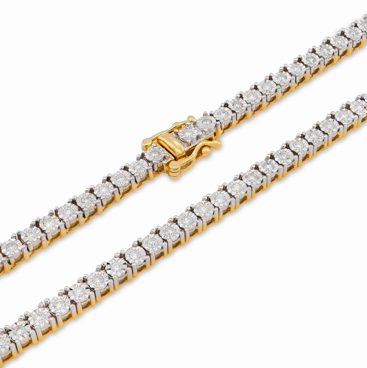 10K Yellow Gold 3.02CT Natural Diamond 20" Tennis Necklace 4MM Men Women Chain 22"