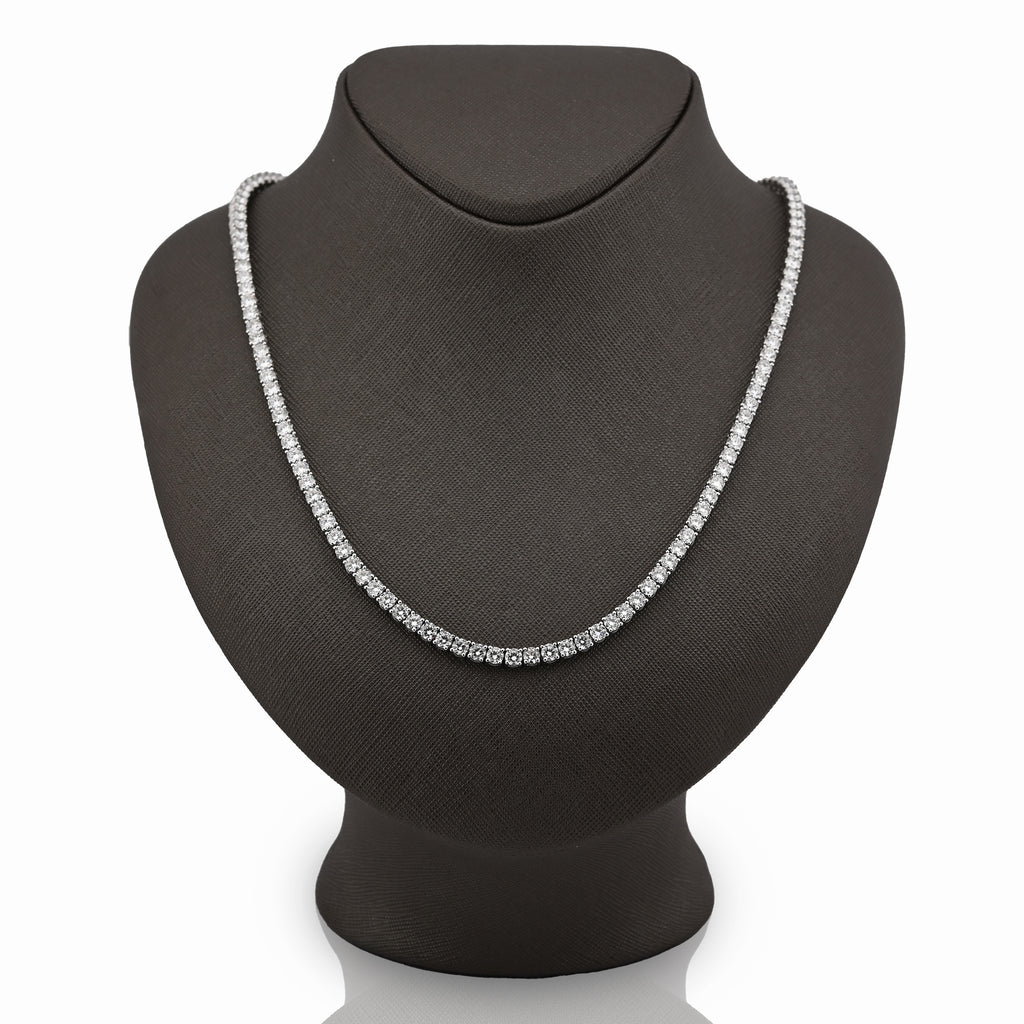 10K White Gold 29.32CT Lab Diamond Pointer Chain 22" Tennis Chain 4MM Men Women 31.5g