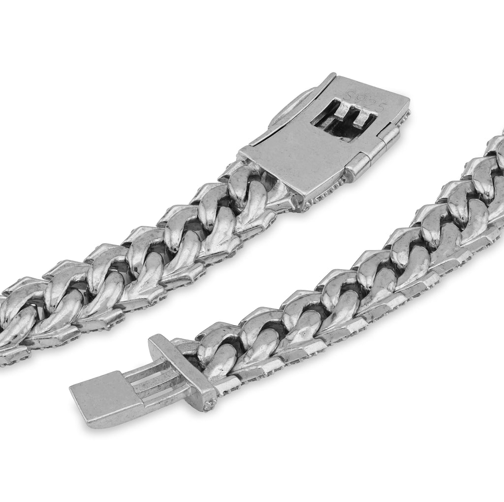 925 SS 13.15CT Lab Diamond 8MM Snake Cuban Link Men Women 21.5" Chain Necklace