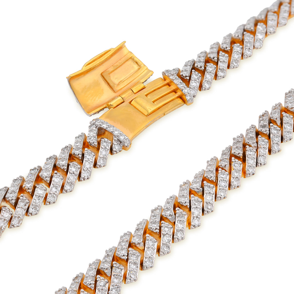 925 Yellow Silver 12.87CT 8MM Lab Diamond Snake Cuban Link Chain 21" Necklace