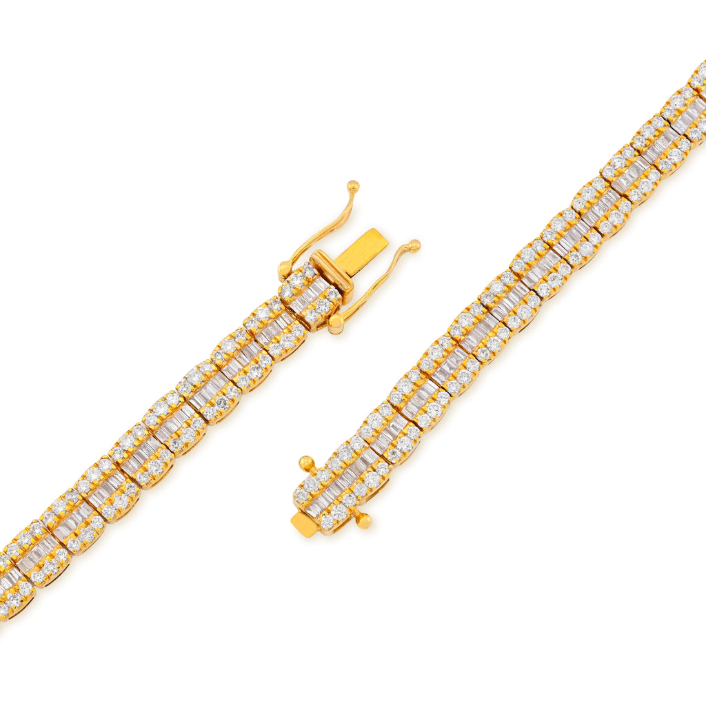 10K Yellow Gold 10.43CT Natural Diamond Round/Baguette 22" Tennis Necklace 5.5MM Men Women Chain