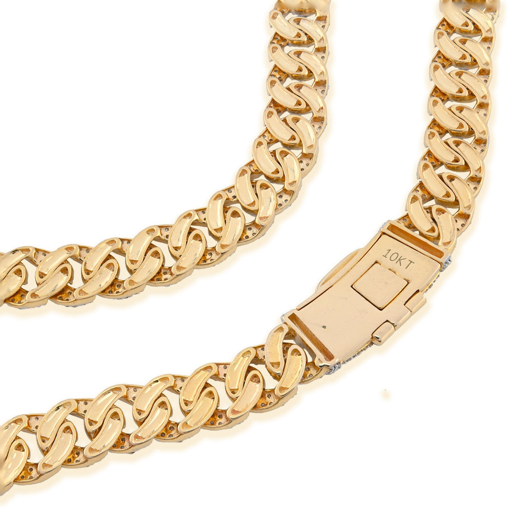 10K Yellow Gold 10.3 CT Natural Diamond 8 MM Cuban Link Necklace 22" Men Chain 41.7 g