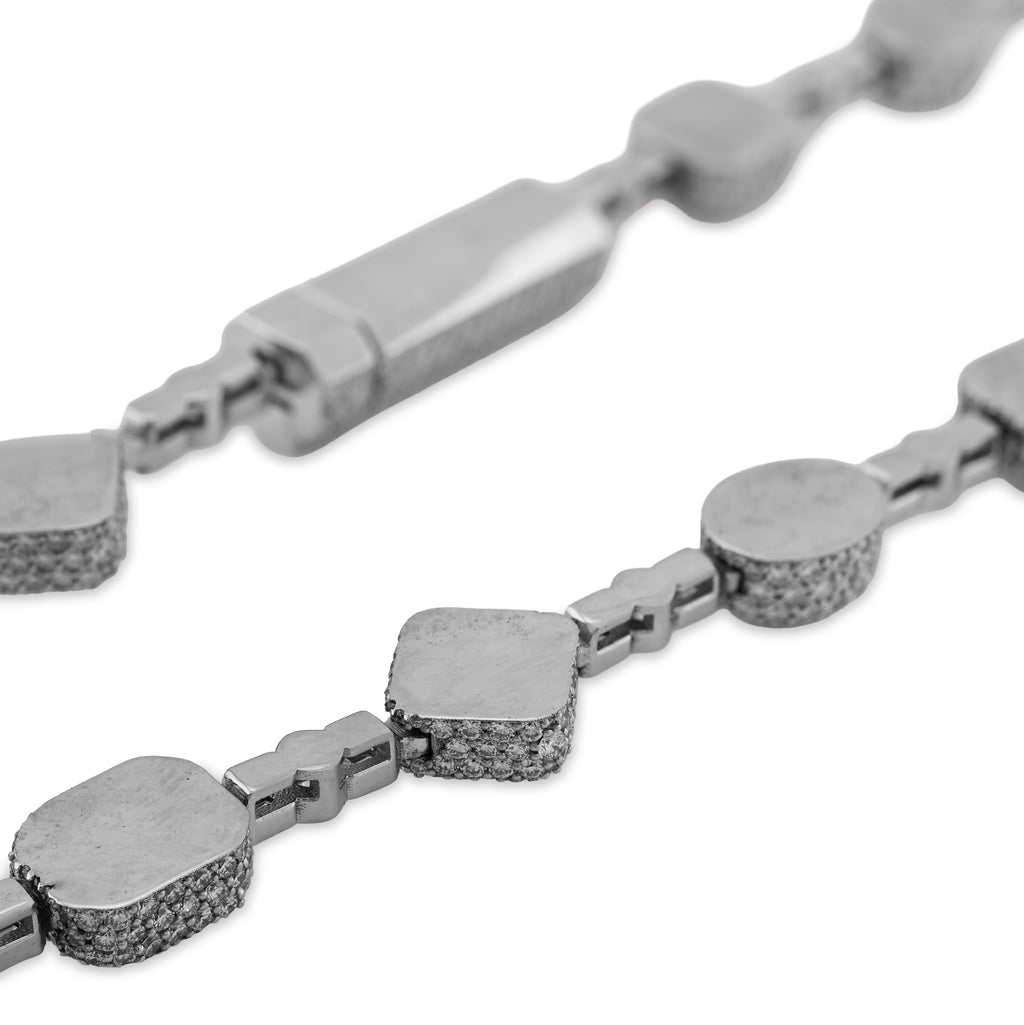 10K White Gold 58.02CT Lab Solitaire Diamond Chain Men Women