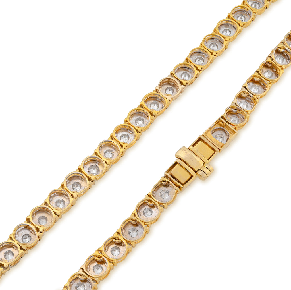 10K Yellow Gold 4.94CT Natural Diamond Tennis Chain 5.5MM Necklace 22"
