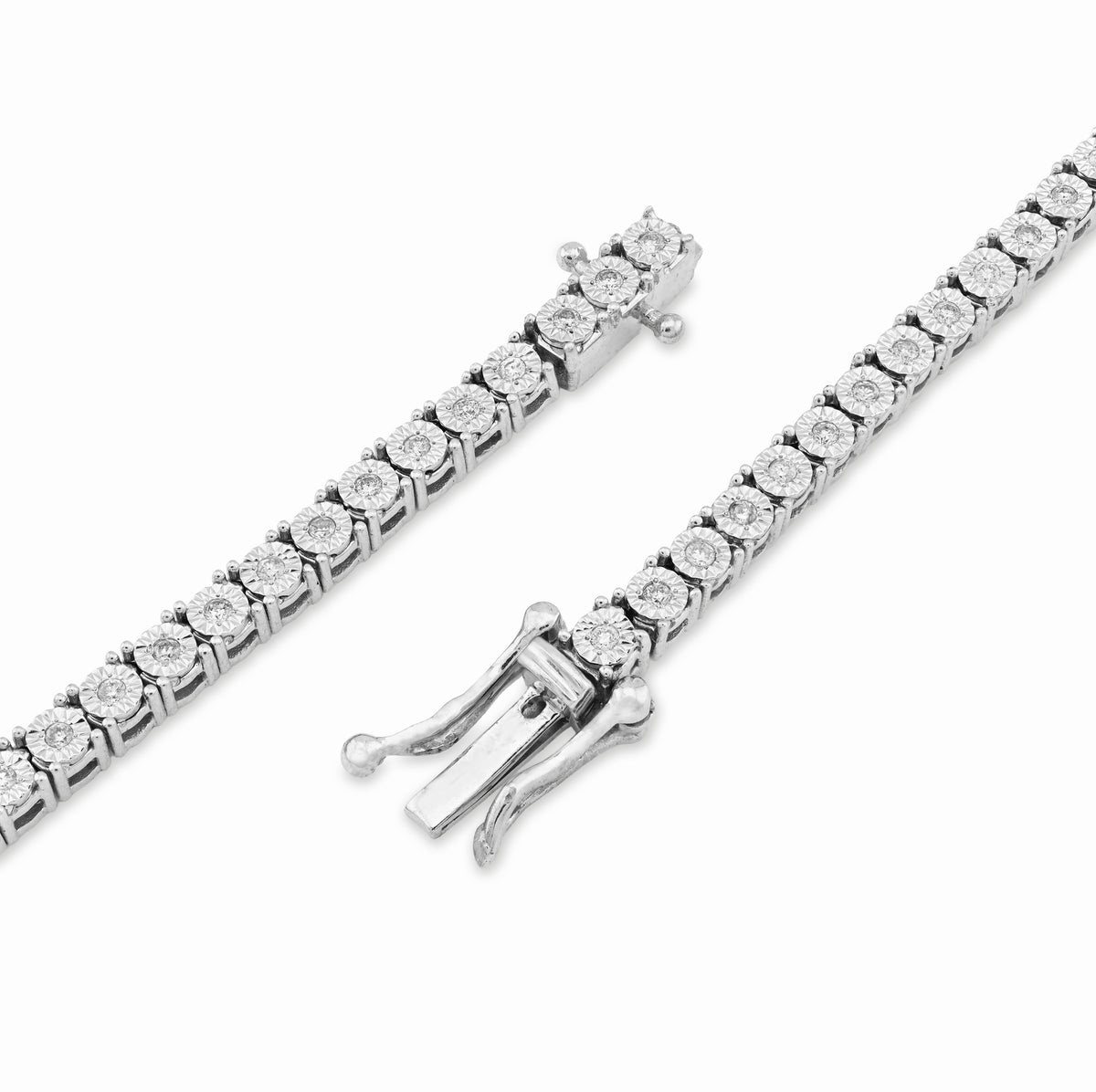 10K Rose/White 2 Tone Natural Diamond 4CT Round/Baguette 22" Tennis Chain 2.8MM Men Women Necklace