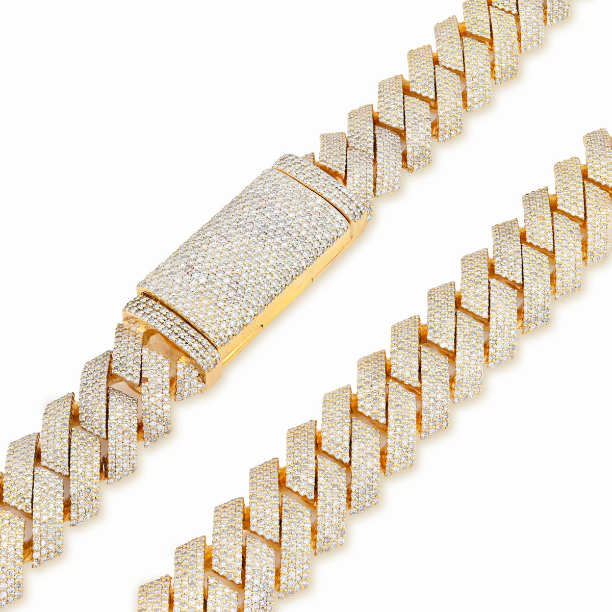 10K Yellow Gold 23.5CT Natural Diamond 14MM Cuban Link Chain 22" Men Necklace 169.6g