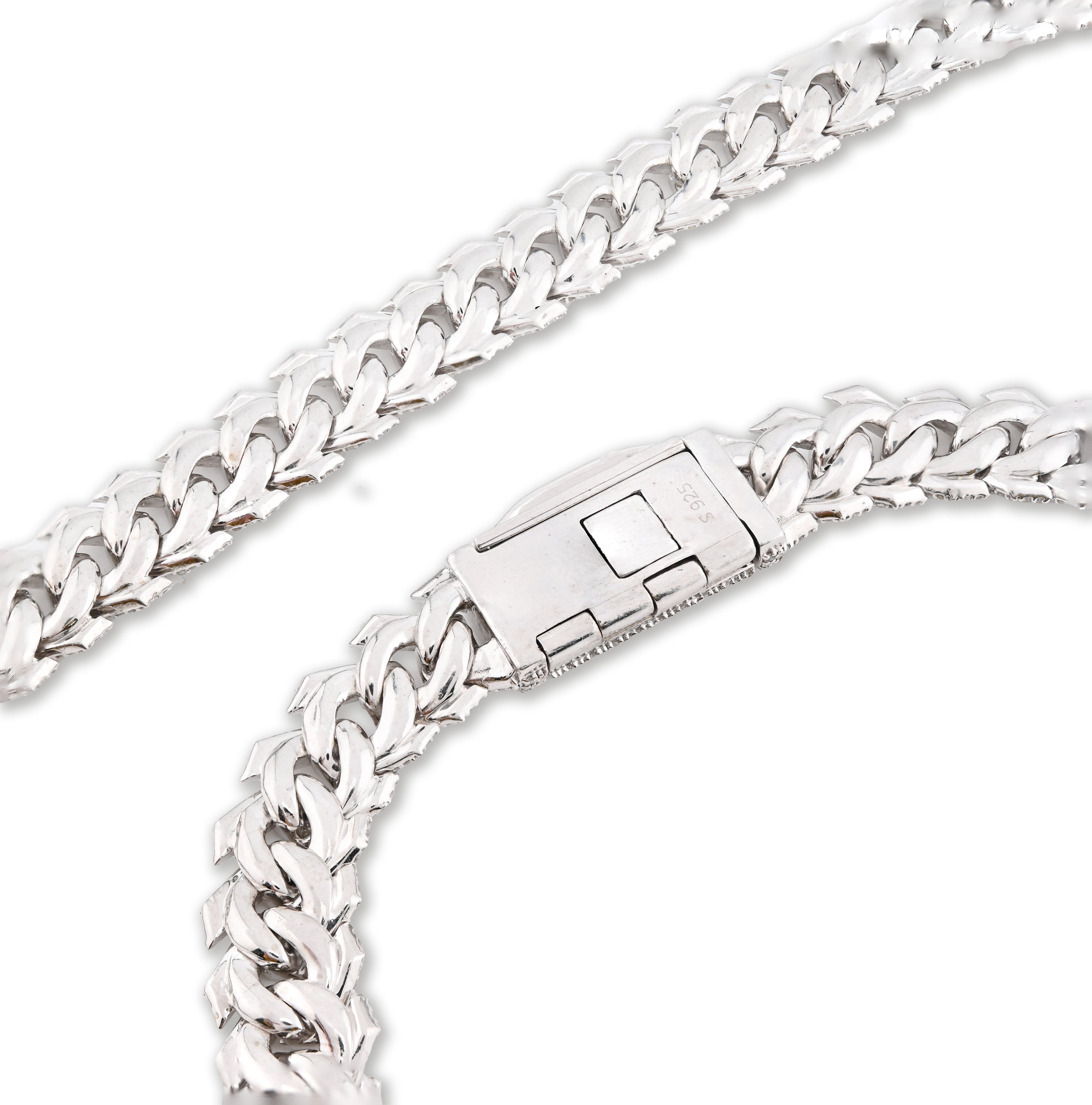 925 Sterling Silver 14.83 CT Natural Diamond 12 MM Snake Cuban Link Necklace 18" Men Chain 96.7 g
