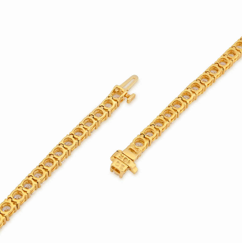 10K Yellow Gold 25.8CT Lab Diamond 25 pointer 22" Tennis Chain 3.5MM Men Women Necklace