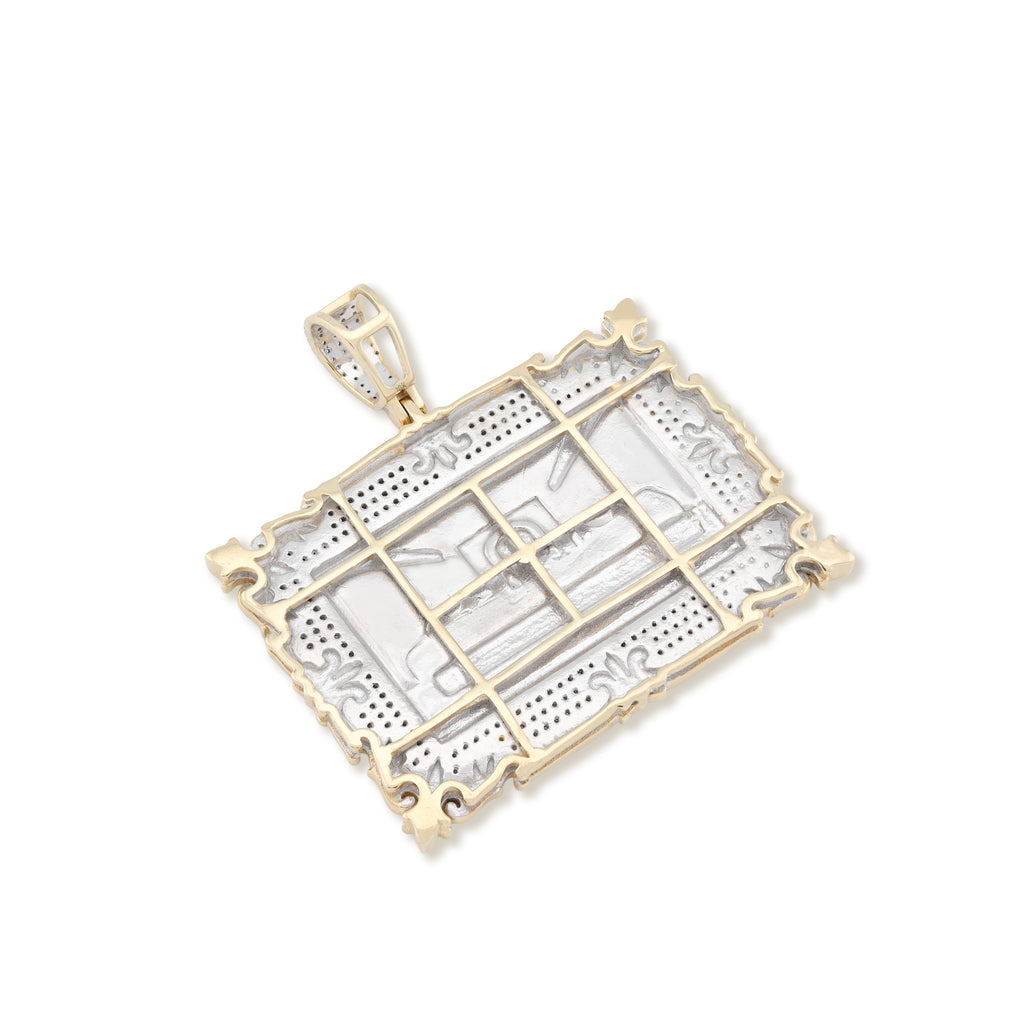 10K Yellow Gold 0.80 CT Natural Diamond Last Supper Pendant Rectangular Men Women Charm 41.6 MM 14.7 g