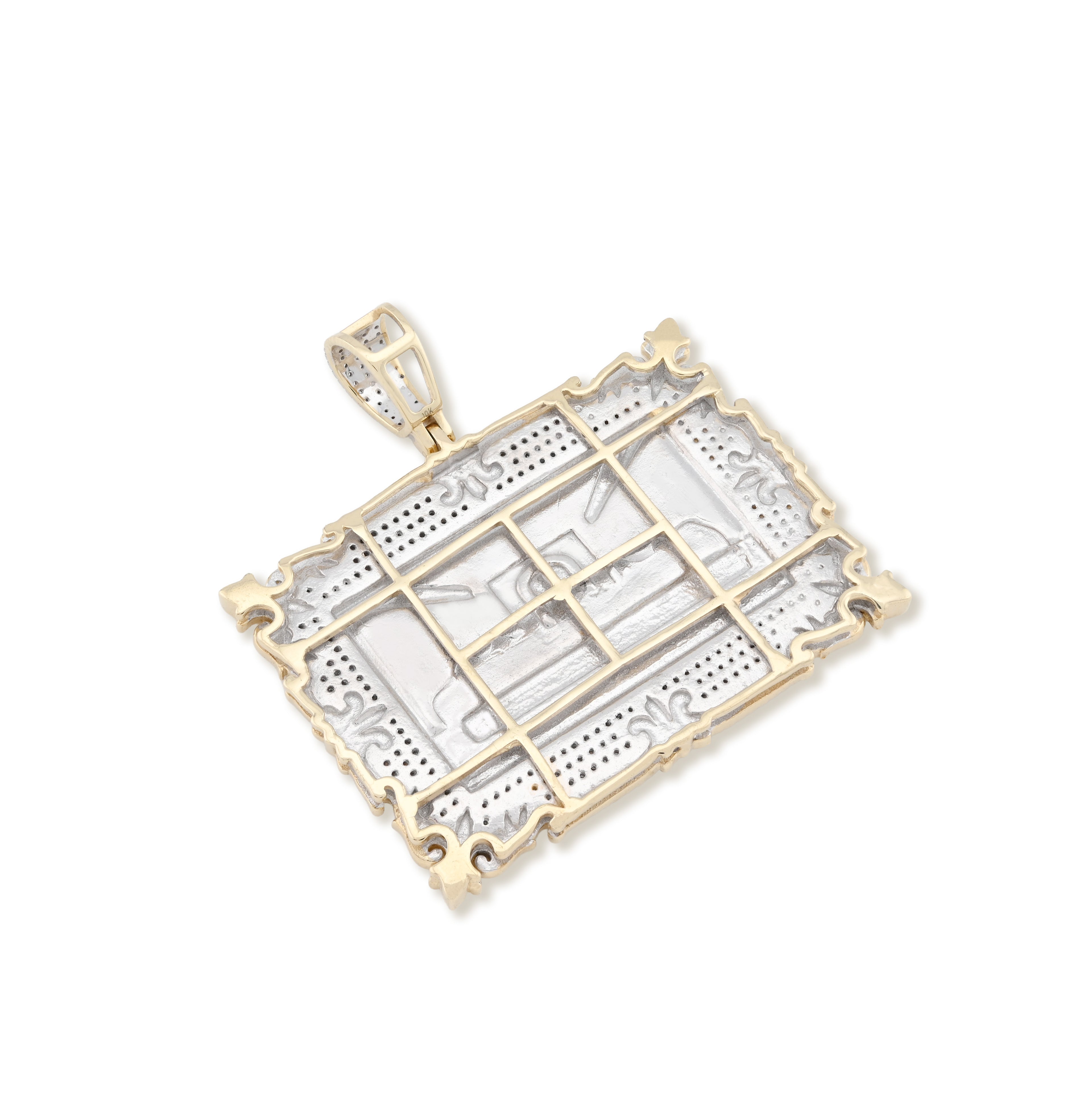 10K Yellow Gold 0.80 CT Natural Diamond Last Supper Pendant Rectangular Men Women Charm 41.6 MM 14.7 g