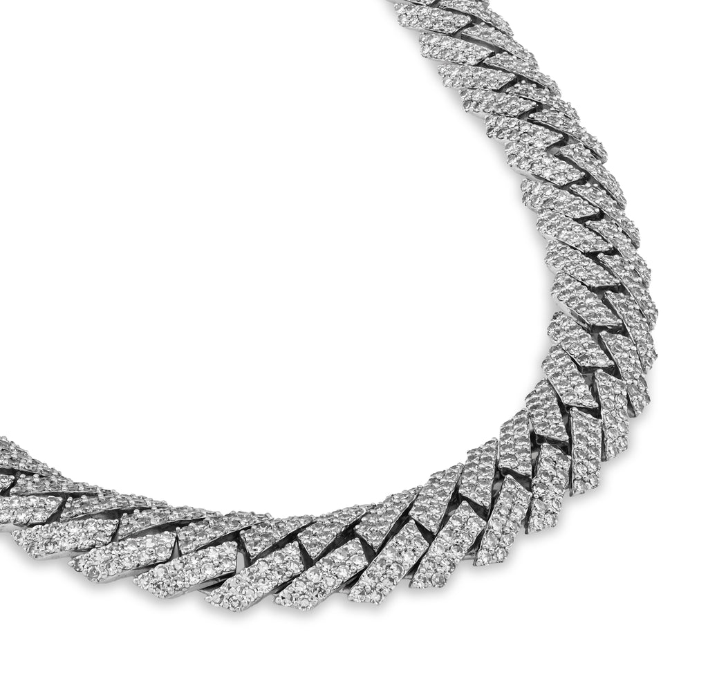 925 SS 13.15CT Lab Diamond 8MM Snake Cuban Link Men Women 21.5" Chain Necklace