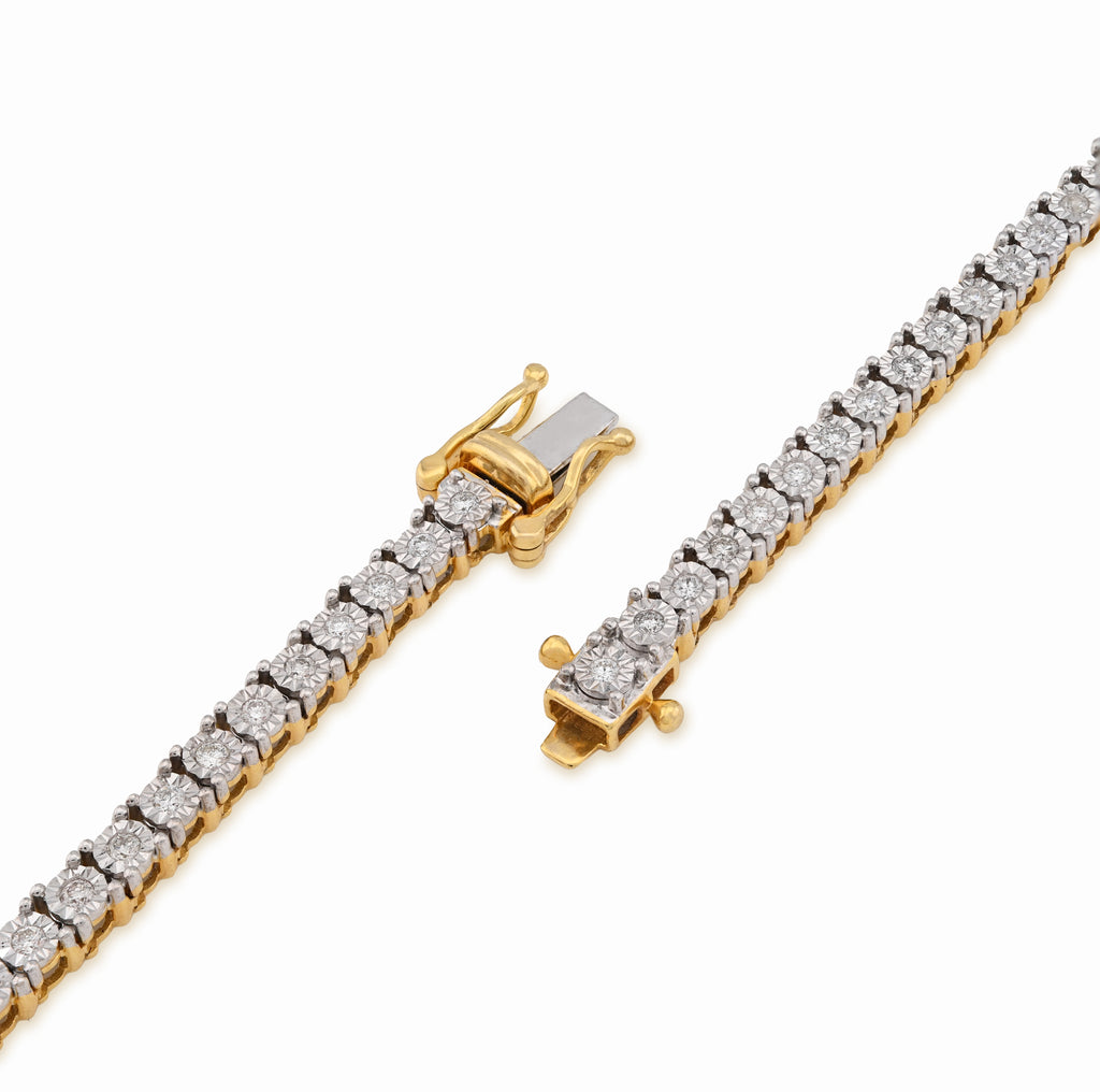 10K Yellow Gold 3.02CT Natural Diamond 20" Tennis Necklace 4MM Men Women Chain 22"