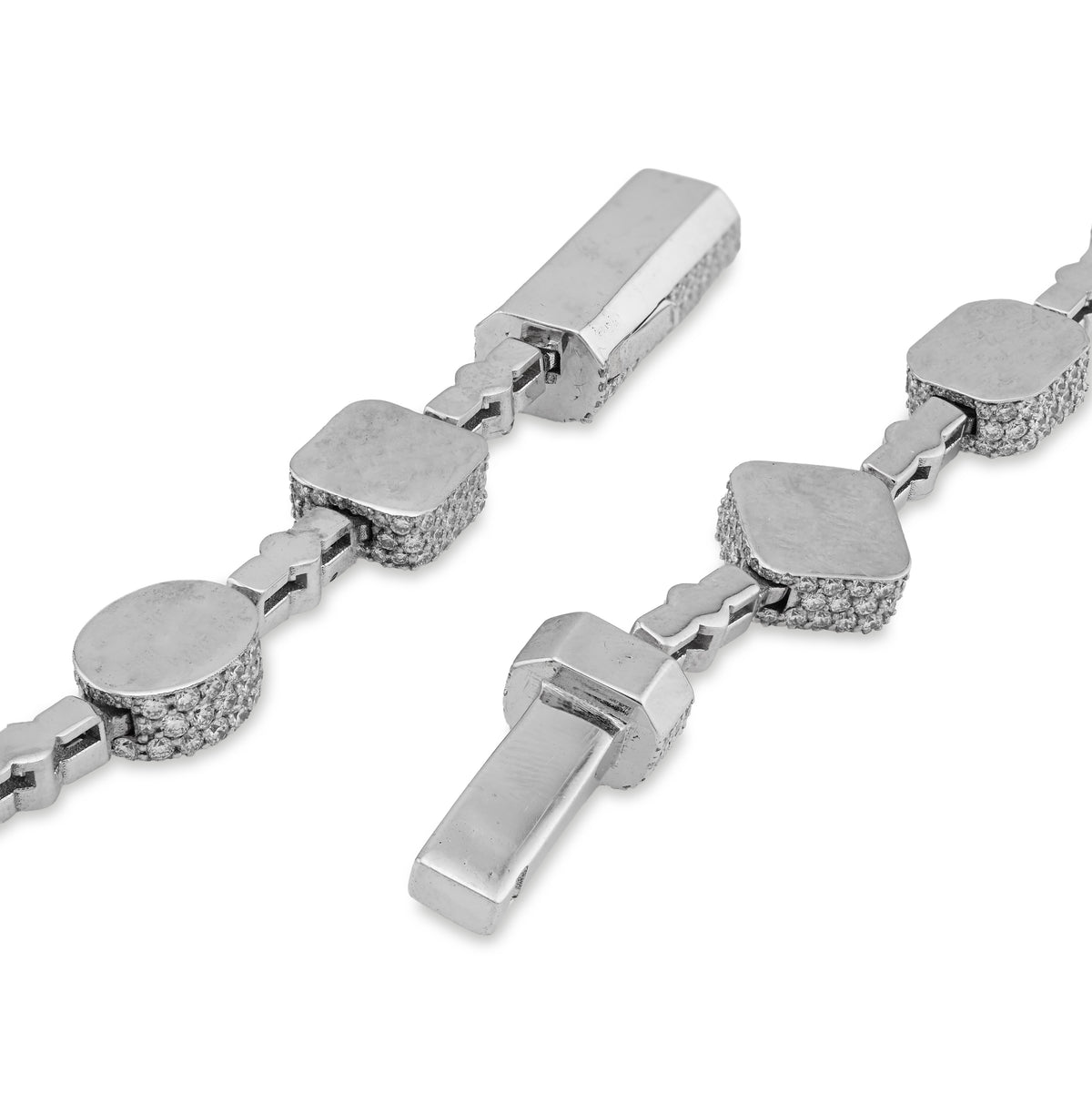10K White Gold 58.02CT Lab Solitaire Diamond Chain Men Women